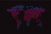 World map halftone neon color pink b