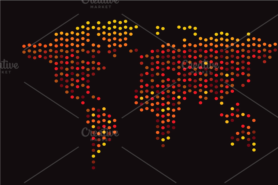World map halftone neon color yellow