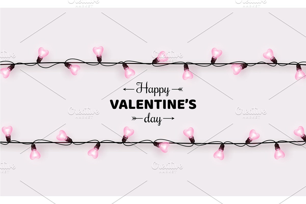 Valentines day, lights border in Illustrations - product preview 8