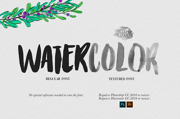 Watercolor Opentype-SVG Font in Script Fonts - product preview 1