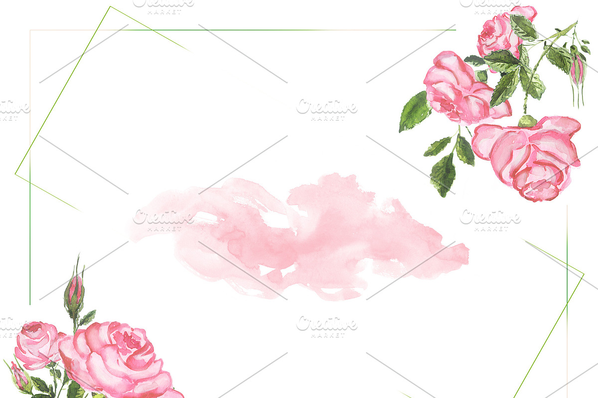 Watercolor roses background in Illustrations - product preview 8