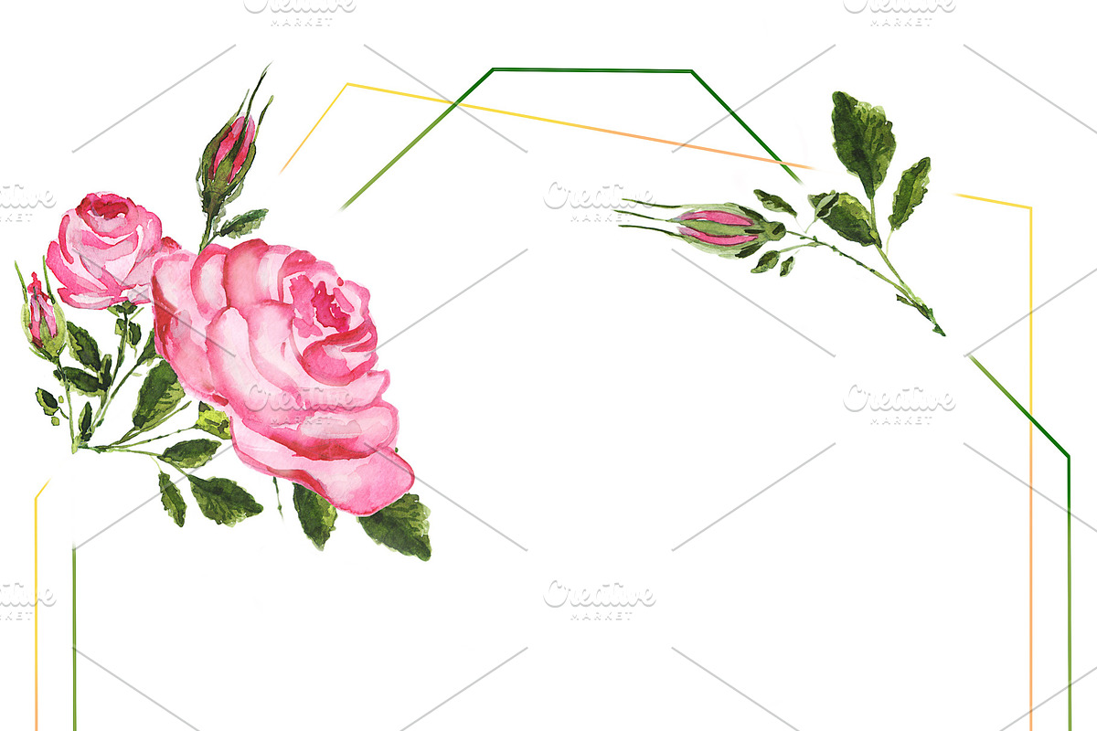 Watercolor roses background in Illustrations - product preview 8