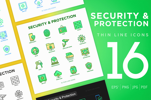 Security Protection | 16 Icons Set
