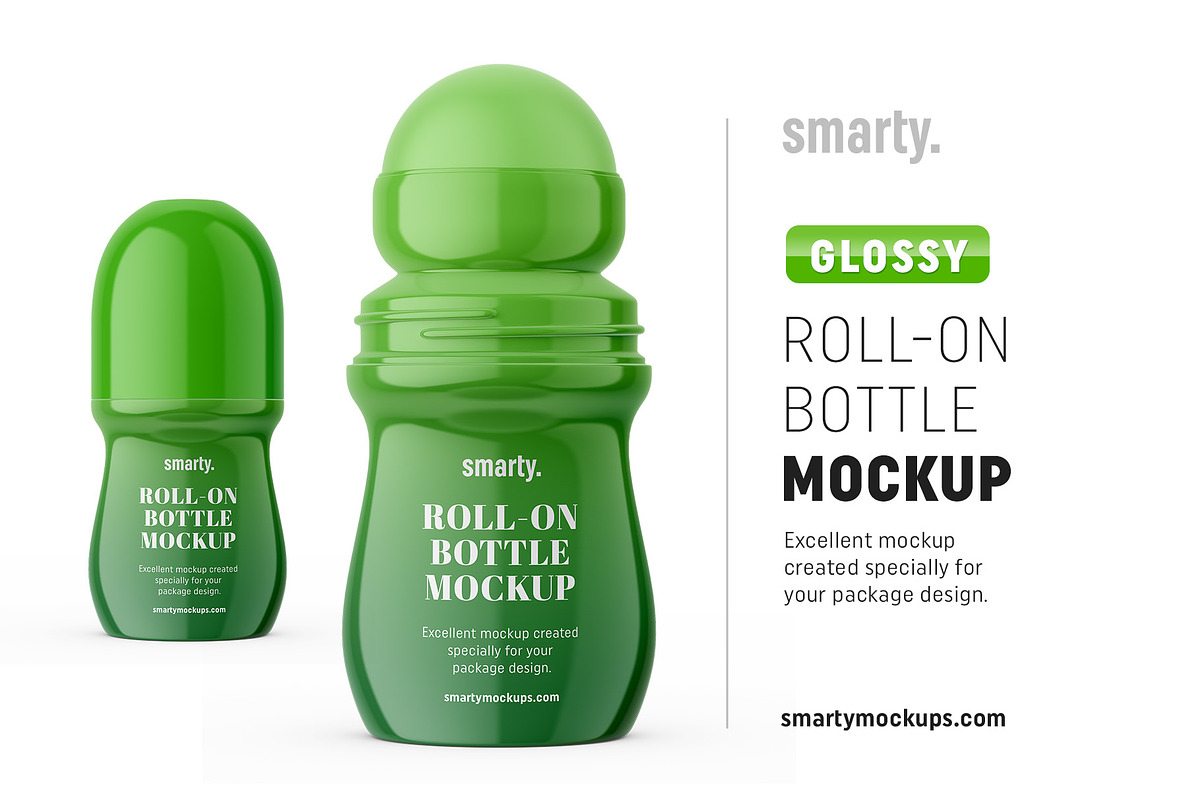 Glossy roll-on bottle mockup in Product Mockups - product preview 8