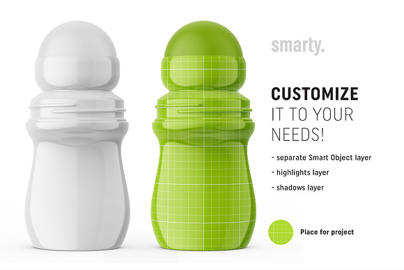 Glossy roll-on bottle mockup in Product Mockups - product preview 1