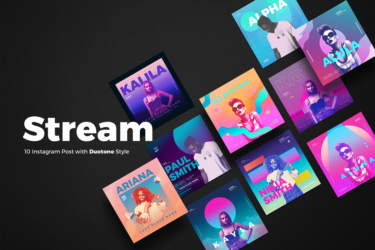 Stream 10 Duotone Instagram Posts in Instagram Templates - product preview 8