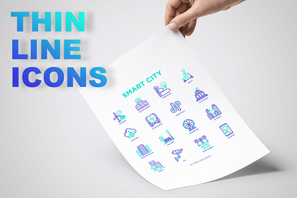 Smart City | 16 Thin Line Icons Set in Space Icons - product preview 2