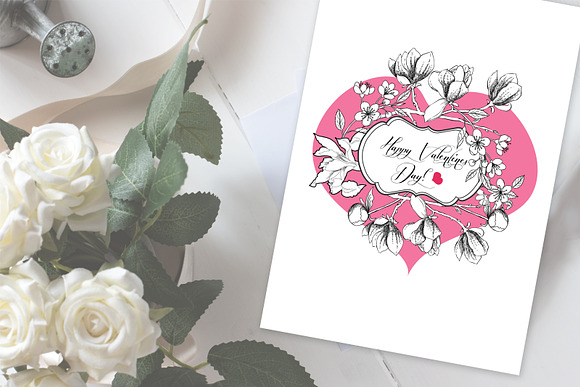 Valentine printables poster flowers in Illustrations - product preview 1