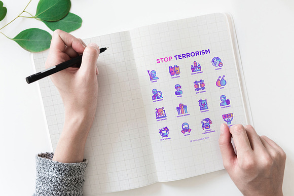 Stop Terrorism | 16 Thin Line Icons in Icons - product preview 3