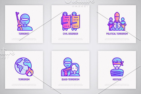 Stop Terrorism | 16 Thin Line Icons in Icons - product preview 4