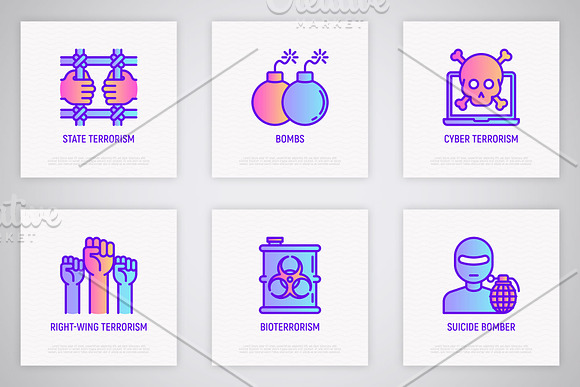 Stop Terrorism | 16 Thin Line Icons in Icons - product preview 5
