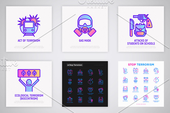 Stop Terrorism | 16 Thin Line Icons in Icons - product preview 6