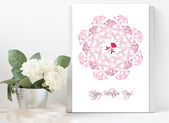Valentine printables poster flowers in Illustrations - product preview 1