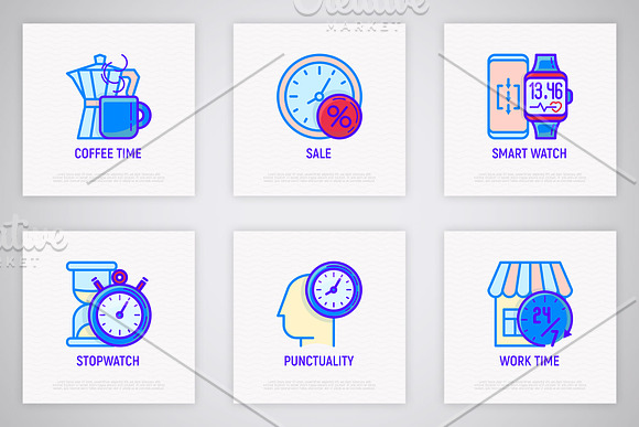 Time | 16 Thin Line Icons Set in Simple Line Icons - product preview 4