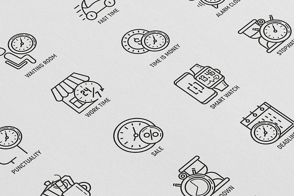Time | 16 Thin Line Icons Set in Simple Line Icons - product preview 7