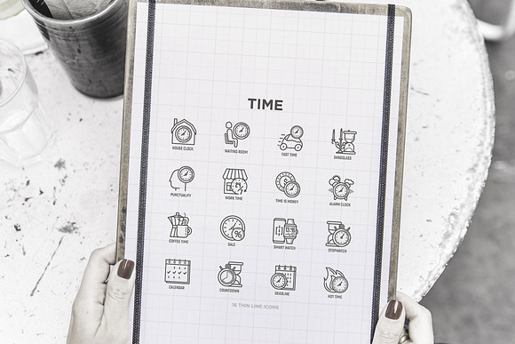Time | 16 Thin Line Icons Set in Simple Line Icons - product preview 9