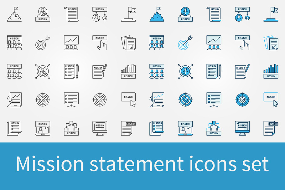 Mission statement icons set in Icons - product preview 8