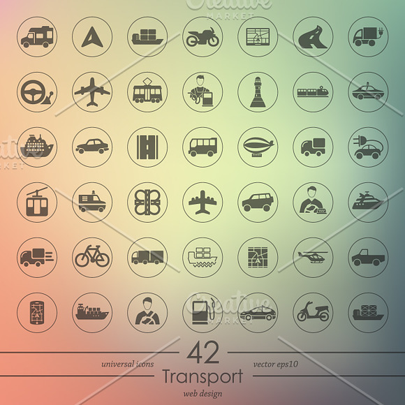 42 transport icons in Graphics - product preview 1