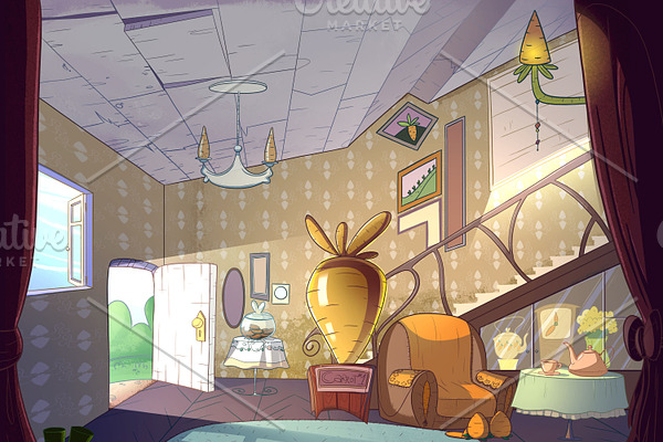 Rabbit house, living room interior