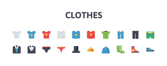 Clothes Flat Icons in Graphics - product preview 1