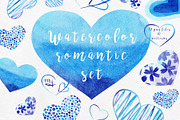 Watercolor Blue Hearts Collection