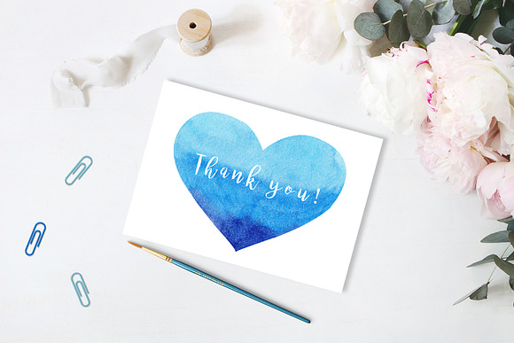 Watercolor Blue Hearts Collection in Illustrations - product preview 7