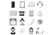 Call center service icons set