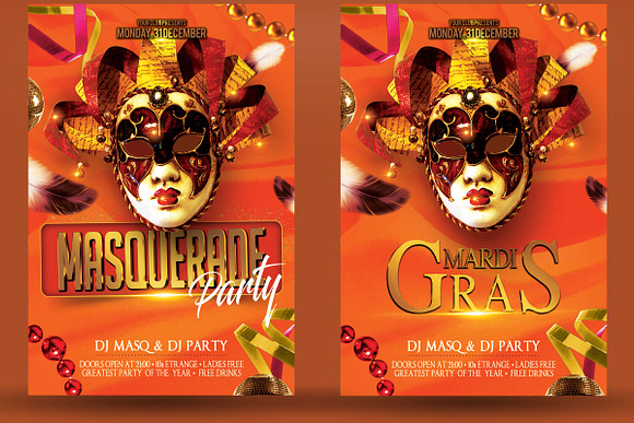 Masquerade Mardi Gras Party Flyer in Flyer Templates - product preview 1