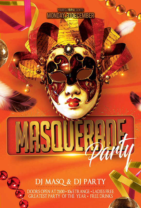 Masquerade Mardi Gras Party Flyer in Flyer Templates - product preview 2