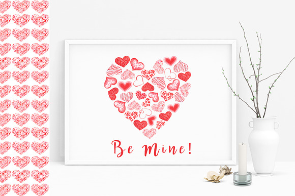 Watercolor Red Hearts Collection in Illustrations - product preview 3