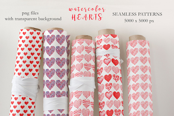 Watercolor Red Hearts Collection in Illustrations - product preview 5
