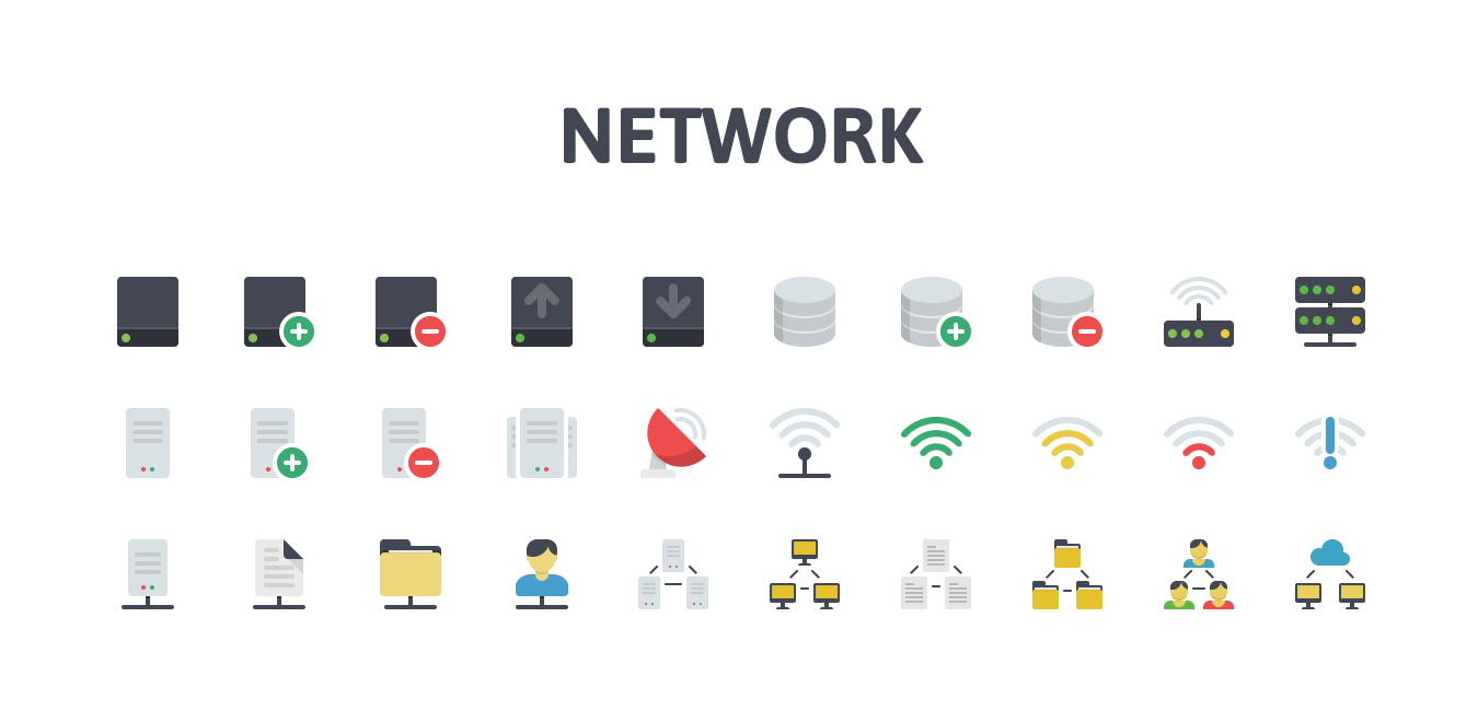 Network Flat Icons | Creative Daddy