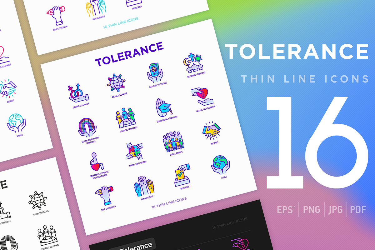 Tolerance | 16 Thin Line Icons Set in Icons - product preview 8