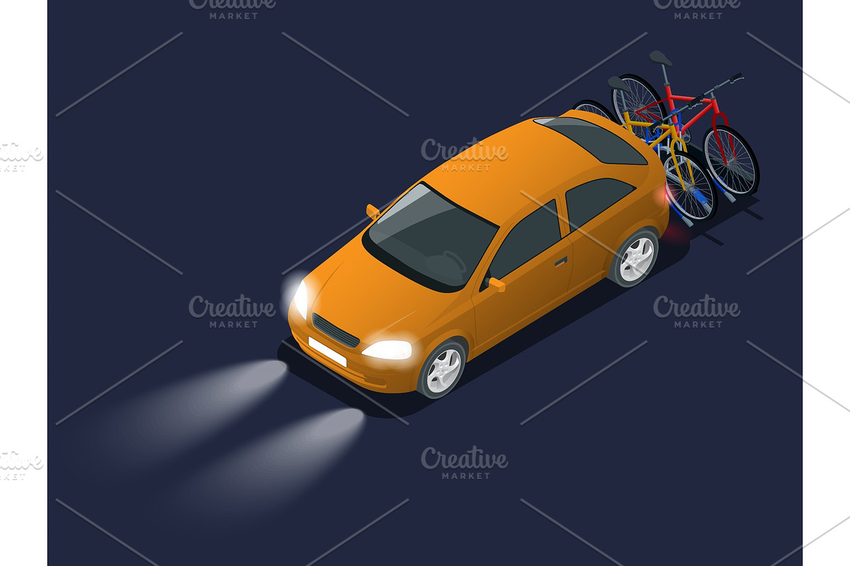 Automobile car headlights in in Illustrations - product preview 8
