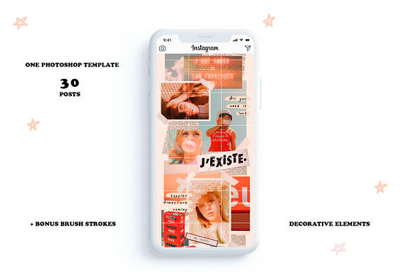 90s Instagram Puzzle Template in Instagram Templates - product preview 3