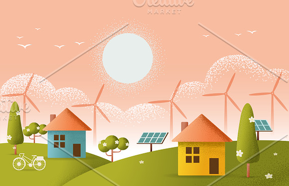 Eco friendly house Vector in Illustrations - product preview 1
