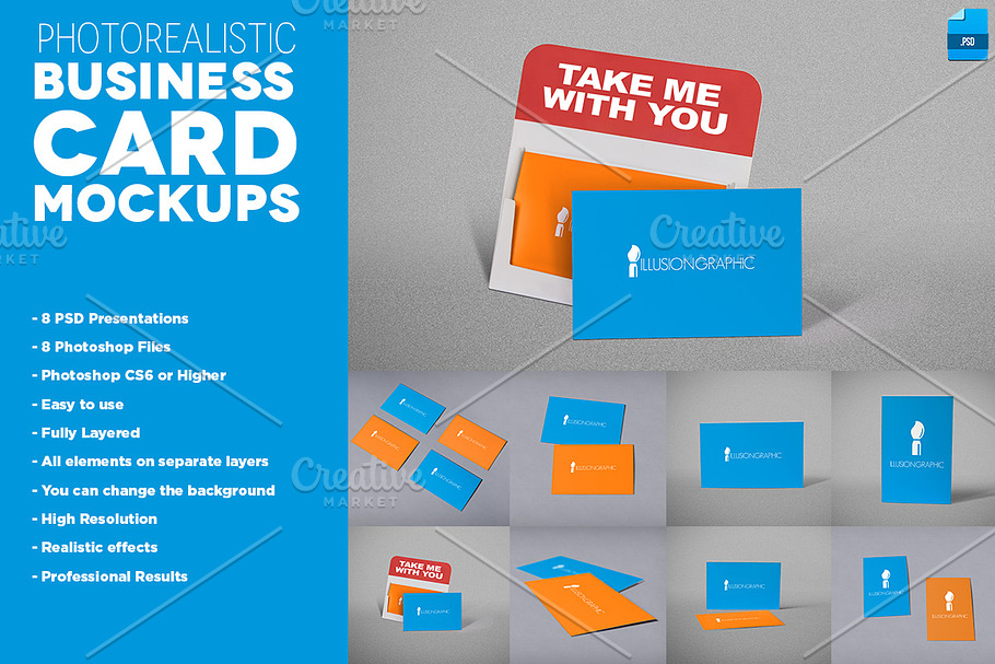 Photorealistic Business Cards Mockup in Print Mockups - product preview 8