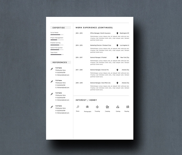 Resume Template 3 Pages in Resume Templates - product preview 2