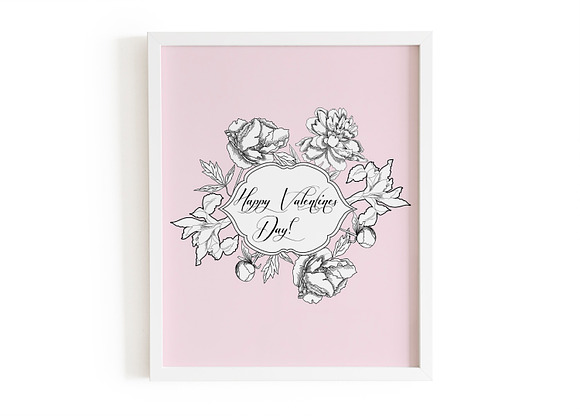 Valentines printable poster flowers in Illustrations - product preview 2