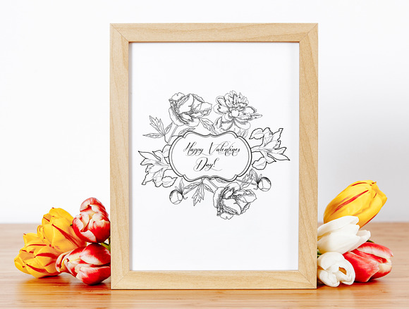 Valentines printable poster flowers in Illustrations - product preview 1