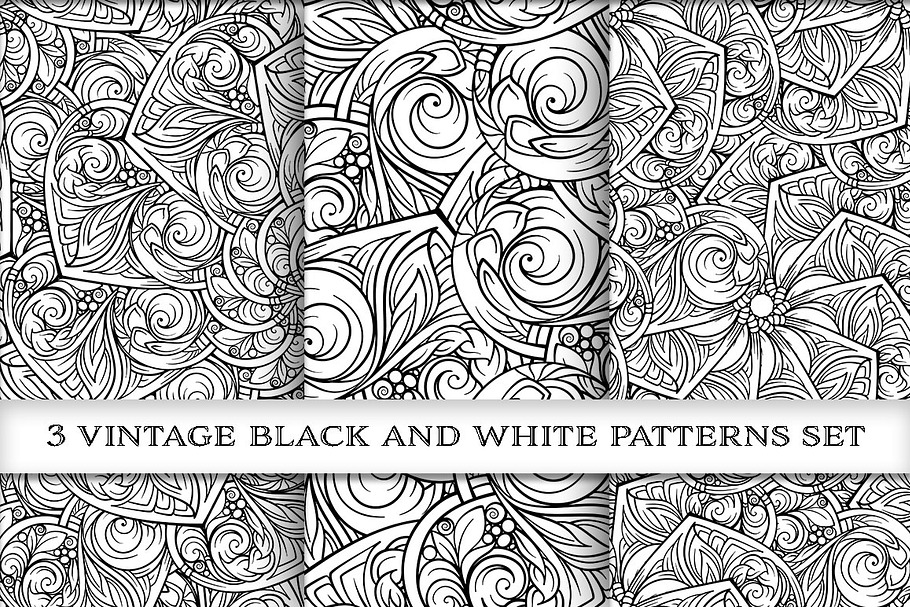 Vintage black and white patterns min in Patterns - product preview 8