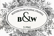 B&W Watercolor Wedding Clip Art.