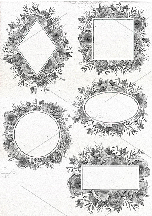 B&W Watercolor Wedding Clip Art. in Illustrations - product preview 1