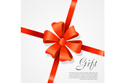 Gift. Red Wide Ribbon. Bright Bow