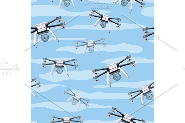 Flying Drones Seamless Pattern