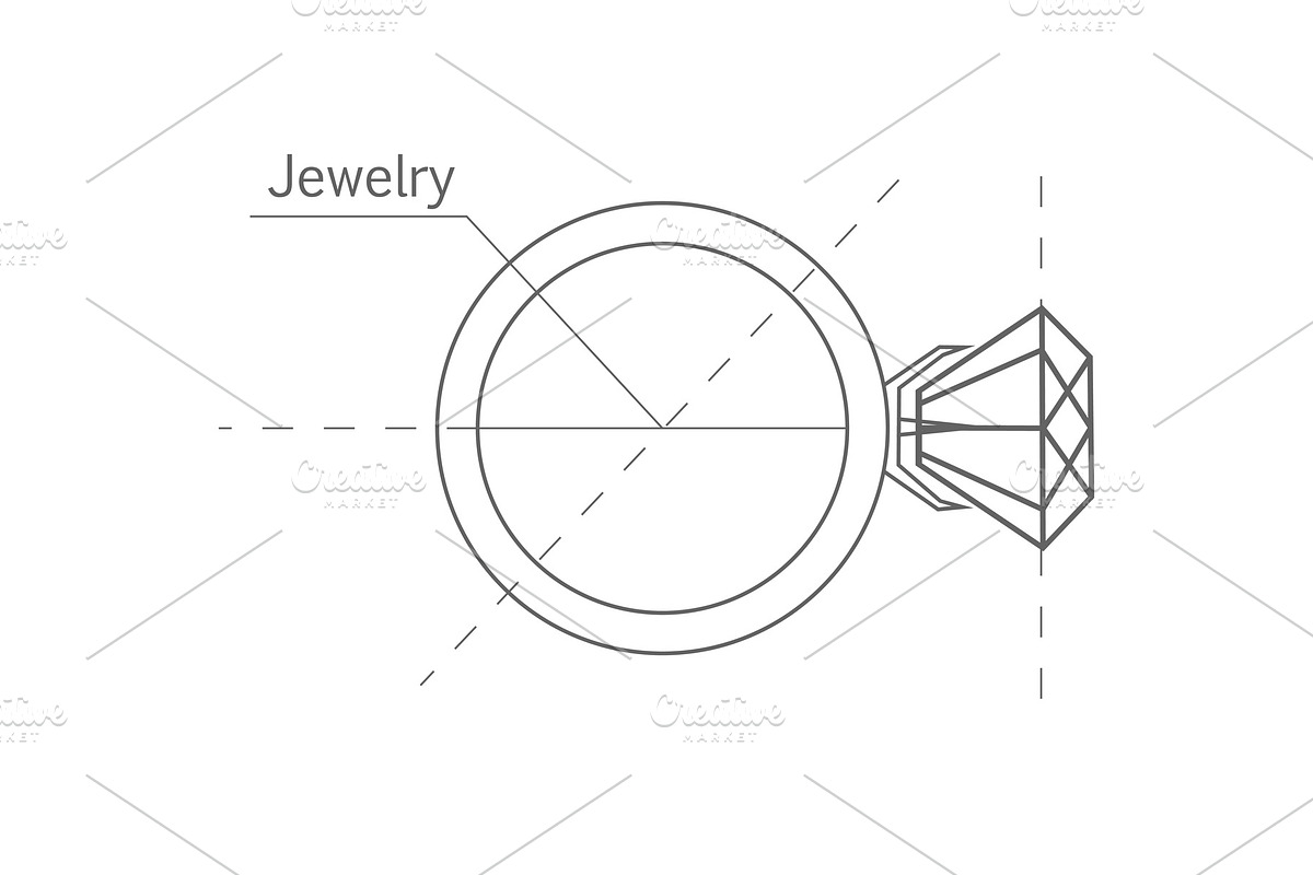 Ring with Diamond, Graphic Scheme. in Illustrations - product preview 8