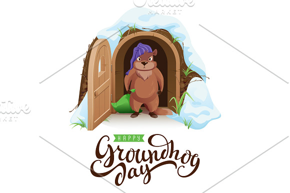 Groundhog Day set vector cartoon in Illustrations - product preview 1