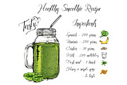 Healthy tasty smoothie recipe, jar