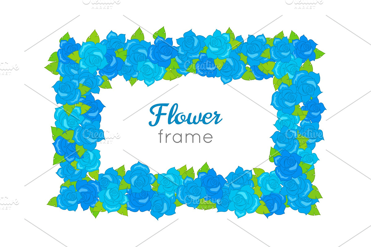 Flower Frame. Rectangular Wreath in Illustrations - product preview 8