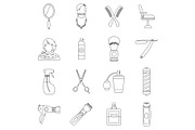 Hairdressing icons set, outline